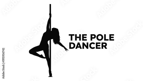 Silhouette of a pole dancer performing a graceful and elegant move on stage. isolated on white background, Vector