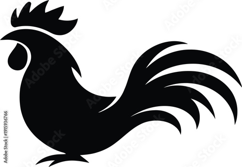 This black rooster logo design is clean, modern, and isolated on transparent background. Perfect for farm branding, agriculture logos, poultry business, mascot design, t-shirts, stickers, labels, embl