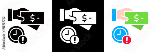 Late Fee Icon Set Glyph vector Illustration 