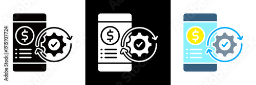 Auto Pay Icon Set Glyph vector Illustration 