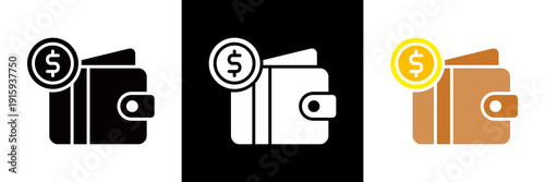 Wallet Icon Set Glyph vector Illustration 