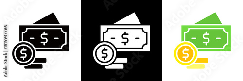 Cash Icon Set Glyph vector Illustration 