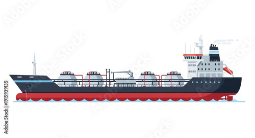 Large oil tanker ship sailing on the ocean sea.