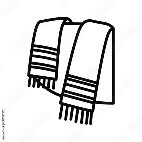 Two striped towels hanging on a towel rail