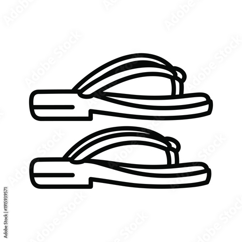 Simple line drawing of a pair of Japanese Geta sandals