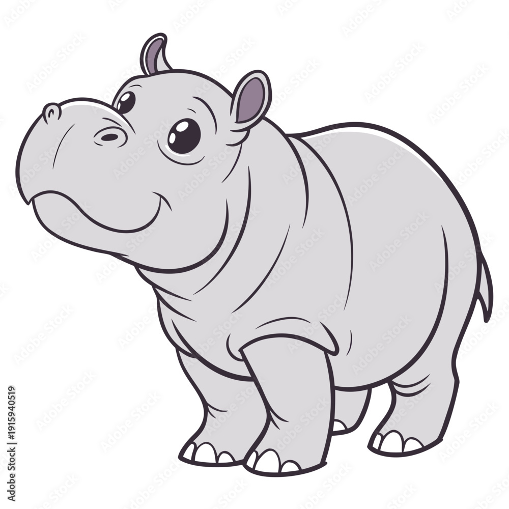 Fototapeta premium Baby Hippo Adorable Vector