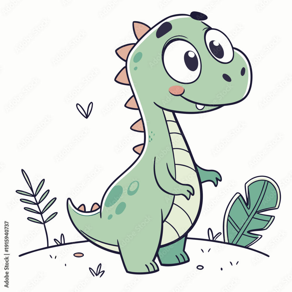 Fototapeta premium Playful Little Dinosaur Character