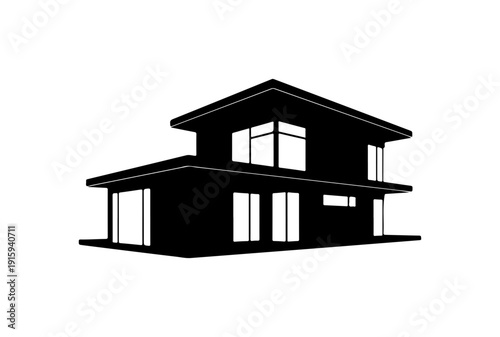 Modern two story house silhouette