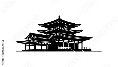 Japanese pagoda architecture silhouette