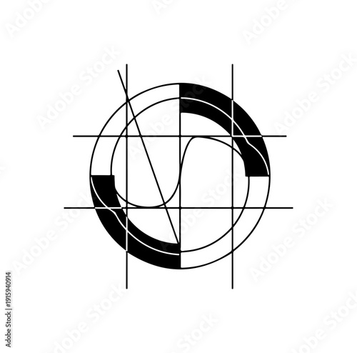 Geometric circle design with grid lines