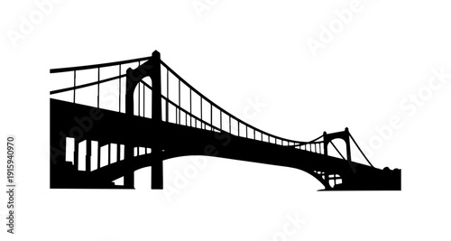 Silhouette of a suspension bridge
