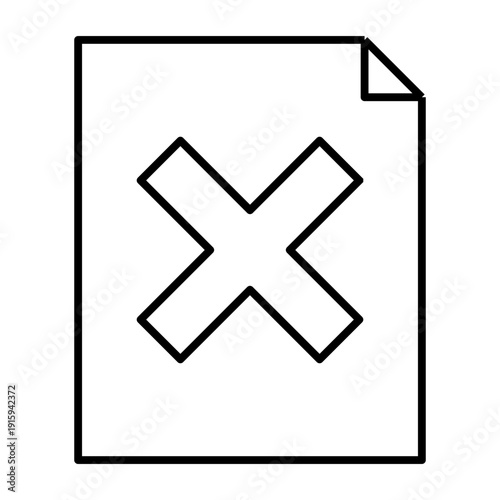 rejected document line icon with editable stroke