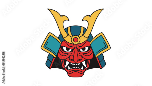 Japanese Samurai Mask Oni Demon Warrior Helmet Icon