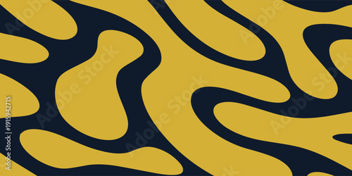 Abstract Organic Shapes Pattern Yellow and Dark Blue.