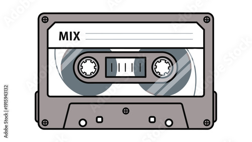 Retro Cassette Tape Labeled MIX, Vintage Audio Recording Medium