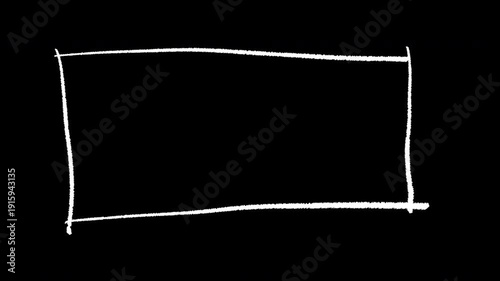 Hand-drawn white rectangle frame on a black background, perfect for overlays and creative design projects.
