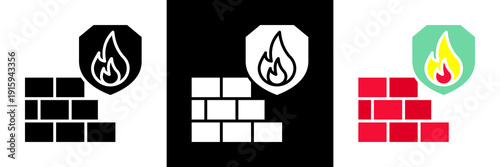 Firewall Icon Set Glyph vector Illustration 
