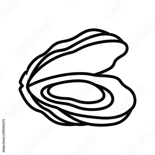 Simple line drawing of an oyster shell