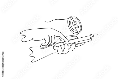 Send, Money, Money transfer. Payment Online concept. Single line draw design. Vector graphic illustration