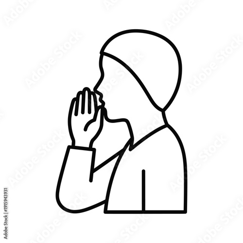 Woman wearing hijab covering mouth with hand