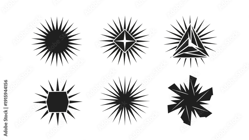 custom made wallpaper toronto digitalSet of Geometric Sunburst Symbols and Abstract Shapes