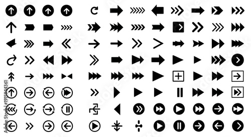 Collection of Arrow Icons and Symbols, Vector Graphic Elements for UI Design