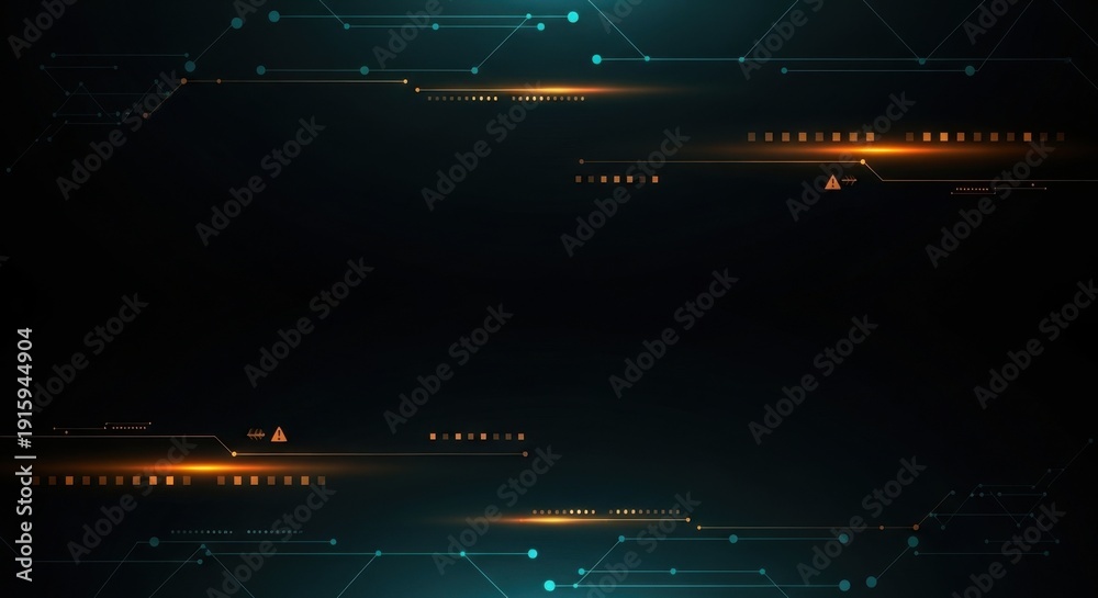 Fototapeta premium Glowing orange lines on a dark background with a futuristic feel