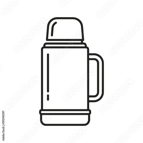 Thermos or insulated jug icon, simple black and white illustration