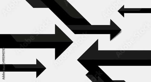 Black Arrows Pointing in Different Directions on White Background