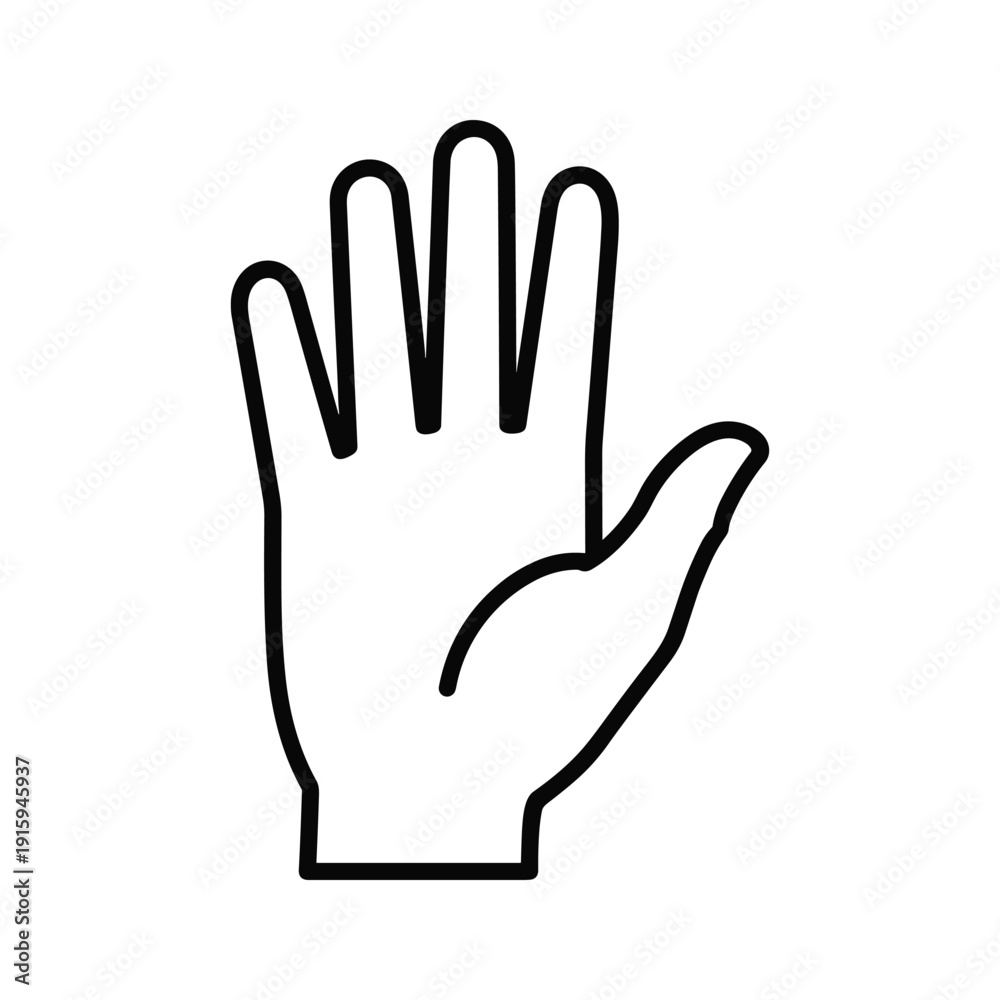 Obraz premium Simple black and white illustration of a hand with thumb and fingers raised