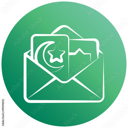 Eid Envelope Gradient Hand Drawn Icon, Mini Illustration For Modern Concept, Print, Ui, Ux Kit, Web And App Development. Vector Related To Ramadan, Eid Al-Fitr, Eid Al-Adha And More