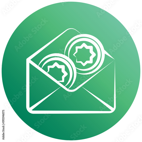 Eid Envelope Gradient Hand Drawn Icon, Mini Illustration For Modern Concept, Print, Ui, Ux Kit, Web And App Development. Vector Related To Ramadan, Eid Al-Fitr, Eid Al-Adha And More