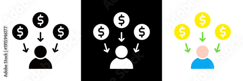 Income Icon Set Glyph vector Illustration 