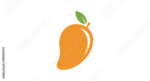 Simple orange mango fruit with a green leaf.