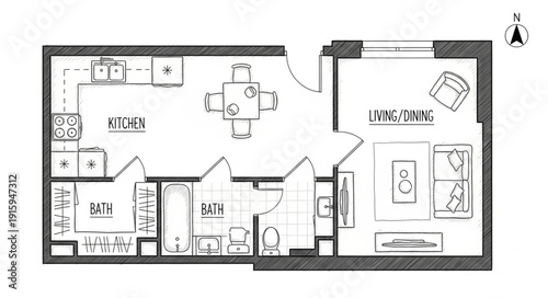 Modern Apartment Floor Plan Layout Design.