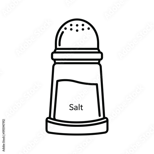 Salt shaker illustration, simple black and white design