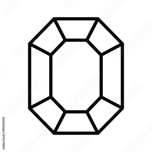 Black outline icon of an emerald cut gemstone