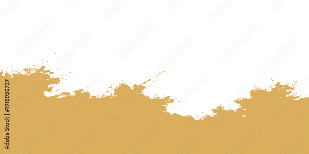 Fototapeta premium Golden abstract paint splatter border vector isolated with rough grunge texture and artistic design element