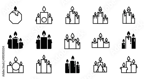 Collection of Candle Icons: Various Styles and Designs