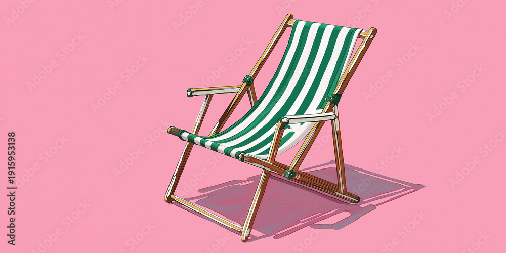 Fototapeta premium Striped Wooden Deck Chair