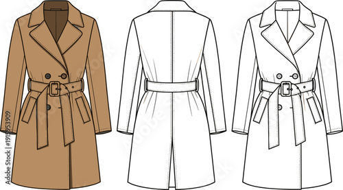 Fashion Flat Sketch Collection, Men and Women Clothing Technical Vector Template Set