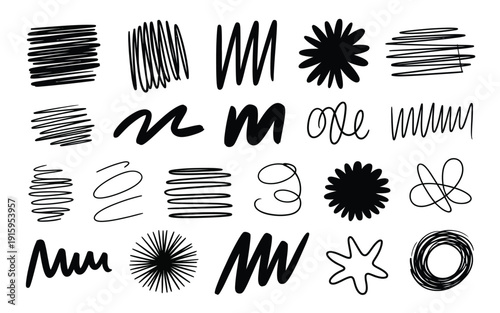 Hand drawn scribbles vector illustration on white background