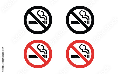 No smoking signs vector icons set for public places