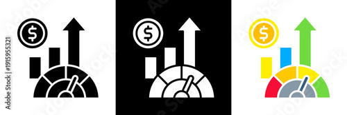 Sales Performance Icon Set Glyph vector Illustration 