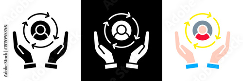 Customer Retention Icon Set Glyph vector Illustration 