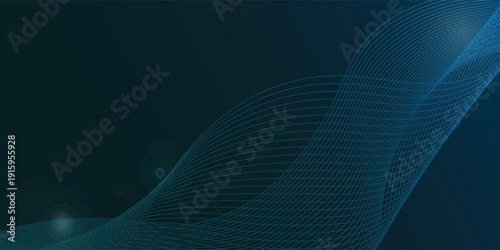 \Glowing blue wavy lines on abstract technology dark blue background Vector illustration