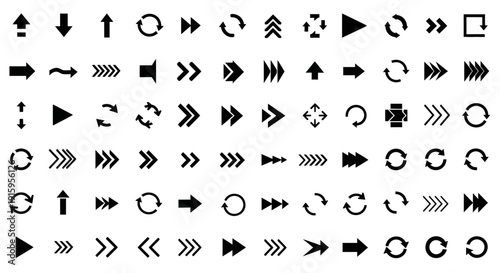 Collection of Diverse Arrow Icons and Symbols
