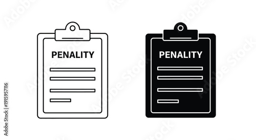 Two penalty clipboard icons in black and white on a pure