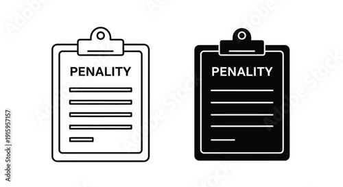 Two penalty clipboards in black and white on a pure for business or design use