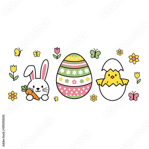 Simple Paskah Ornamen Vector Designs for Easter Celebrations